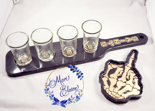 Saints Shot Glass Holder W/Shot glasses