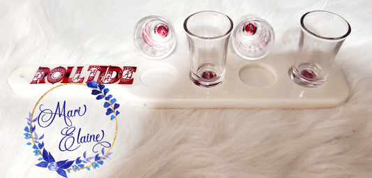 Roll Tide Shot Glass Holder W/Shot glasses