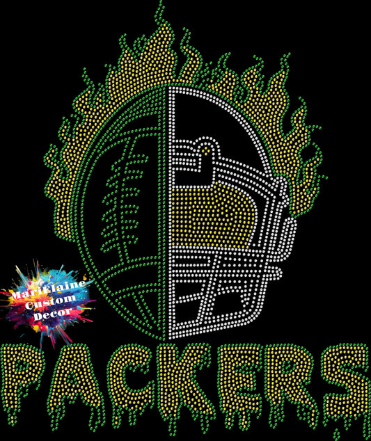 Flaming Packers Crystallized Tee
