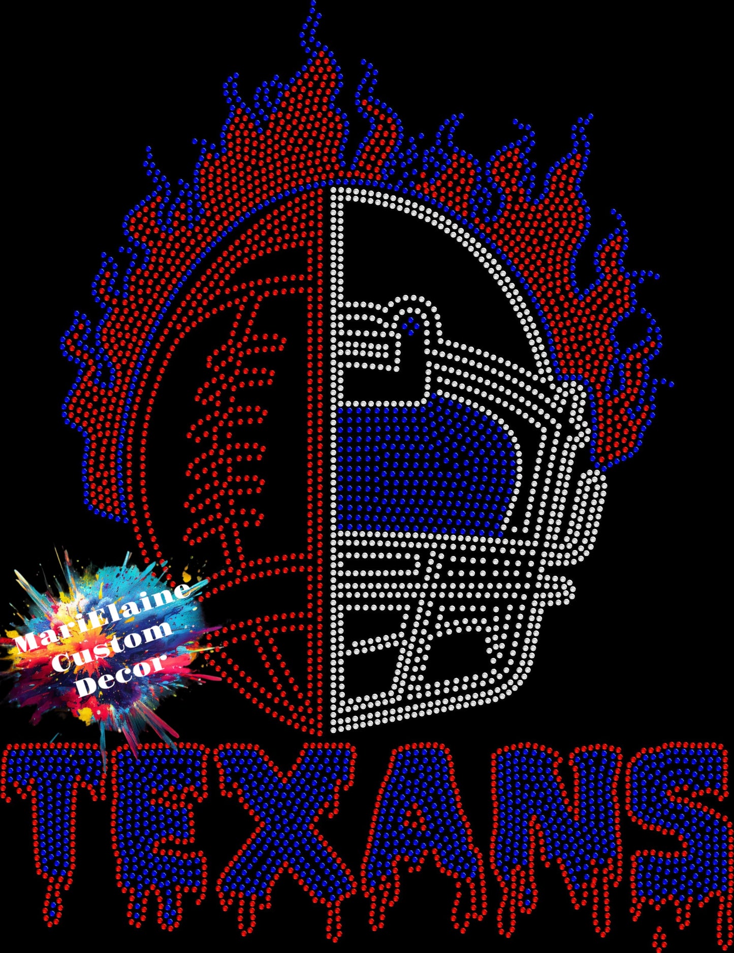 Flaming Texans Crystallized Tee