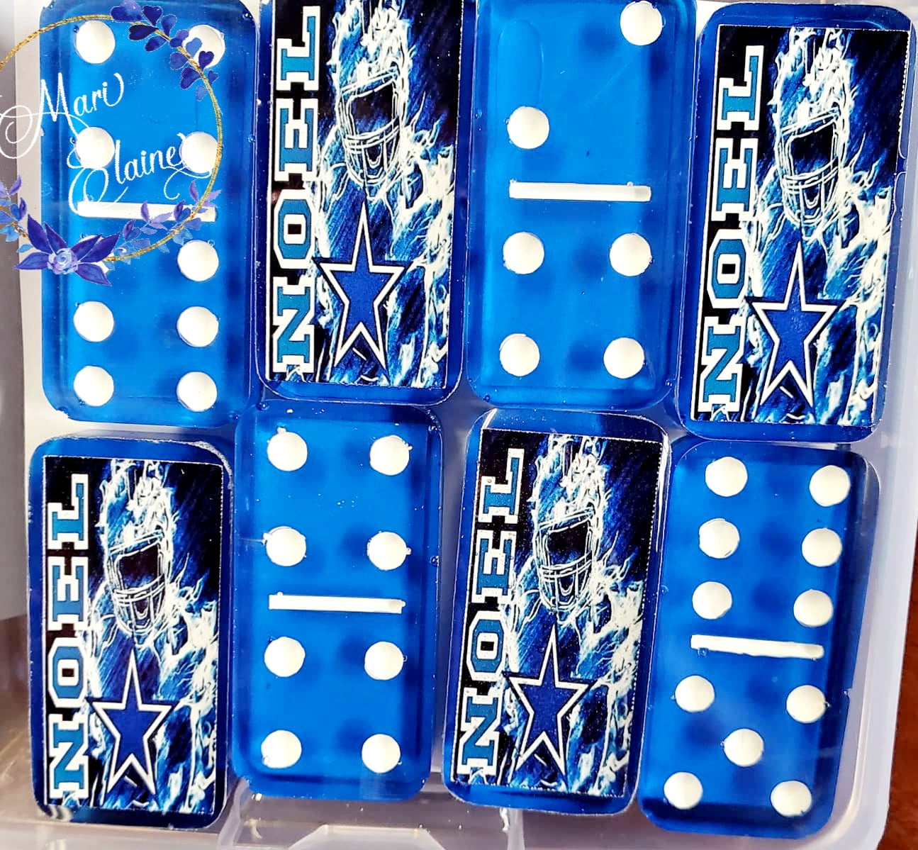 Cowboys Clear Blue Custom Dominos