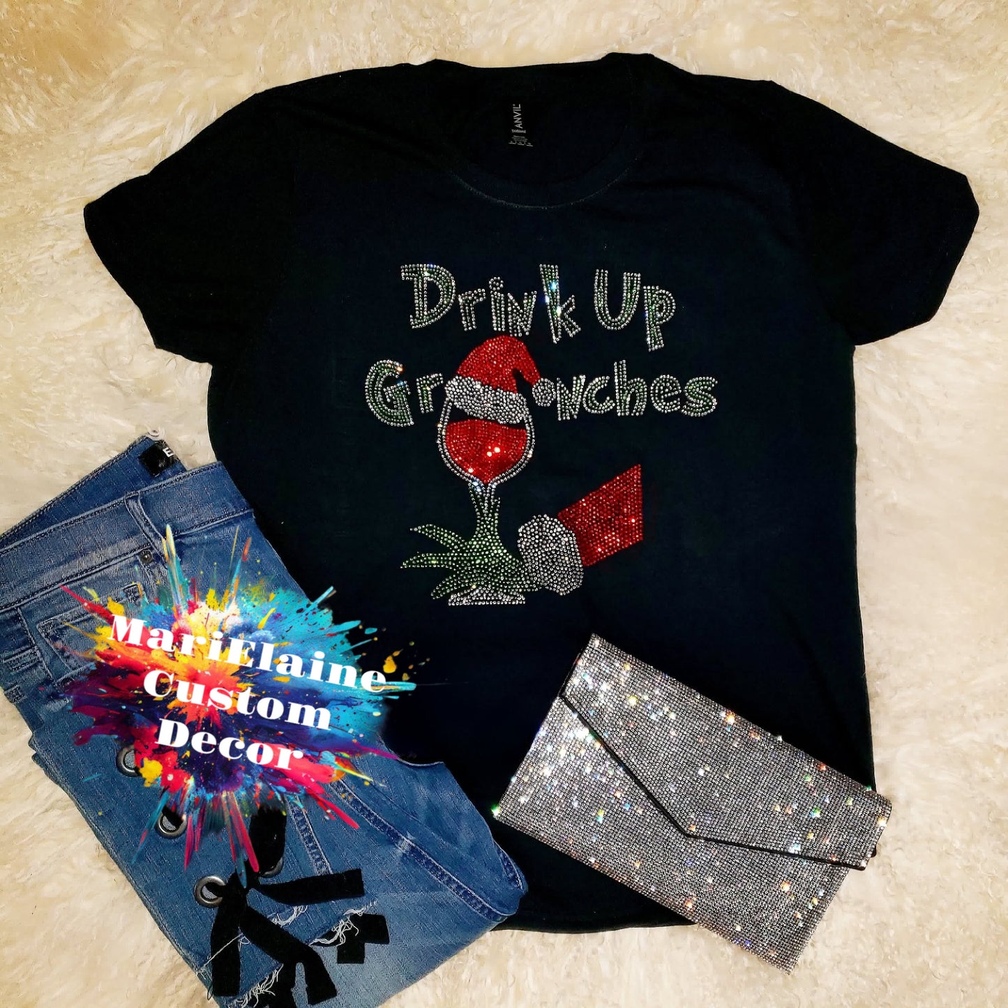 Drink Up Grinches Rhinestone Tee